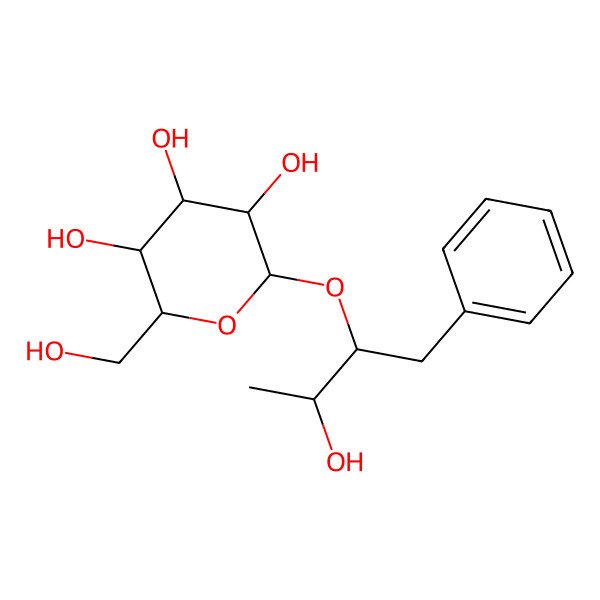 2D Structure of (2R,3S,4S,5R,6R)-2-(hydroxymethyl)-6-[(2R,3R)-3-hydroxy-1-phenylbutan-2-yl]oxyoxane-3,4,5-triol