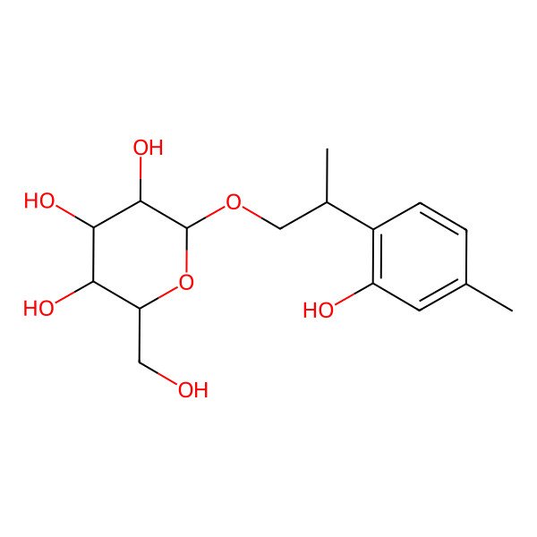2D Structure of (2R,3S,4S,5R,6R)-2-(hydroxymethyl)-6-[(2S)-2-(2-hydroxy-4-methylphenyl)propoxy]oxane-3,4,5-triol