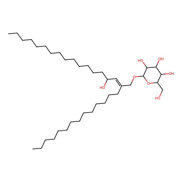 2D Structure of (2R,3S,4S,5R,6R)-2-(hydroxymethyl)-6-[(Z,4R)-4-hydroxy-2-tetradecyloctadec-2-enoxy]oxane-3,4,5-triol