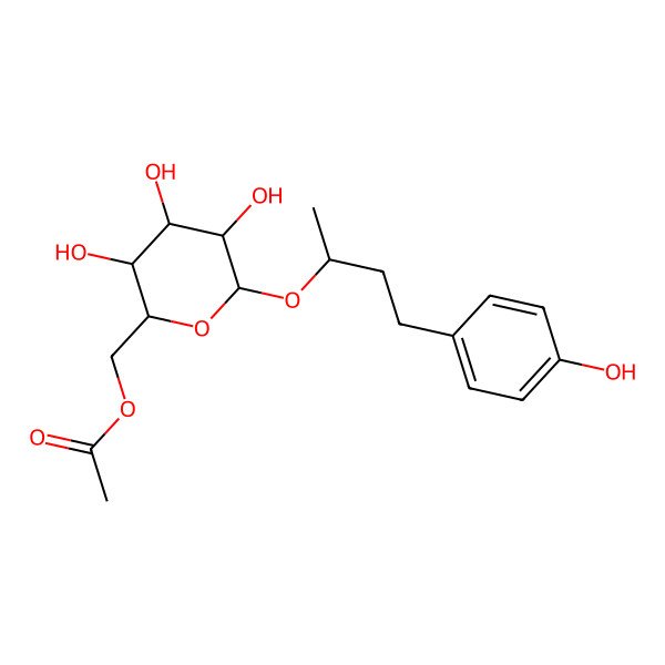 2D Structure of [(2R,3S,4S,5R,6R)-3,4,5-trihydroxy-6-[(2R)-4-(4-hydroxyphenyl)butan-2-yl]oxyoxan-2-yl]methyl acetate