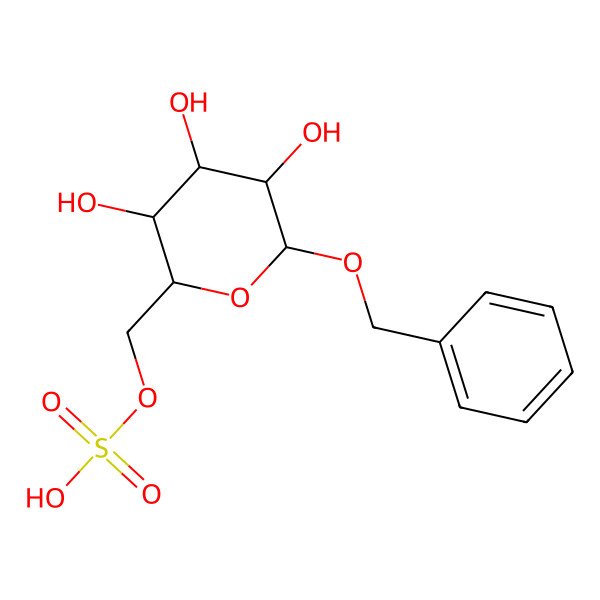 2D Structure of [(2R,3S,4S,5R,6R)-3,4,5-trihydroxy-6-phenylmethoxyoxan-2-yl]methyl hydrogen sulfate