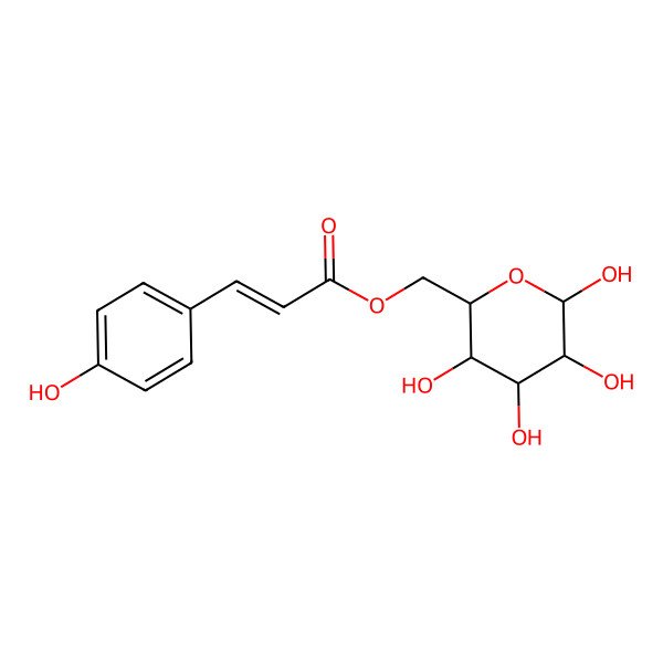 2D Structure of [(2R,3S,4S,5R,6R)-3,4,5,6-tetrahydroxyoxan-2-yl]methyl 3-(4-hydroxyphenyl)prop-2-enoate