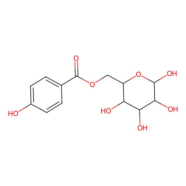 2D Structure of [(2R,3S,4S,5R,6R)-3,4,5,6-tetrahydroxyoxan-2-yl]methyl 4-hydroxybenzoate