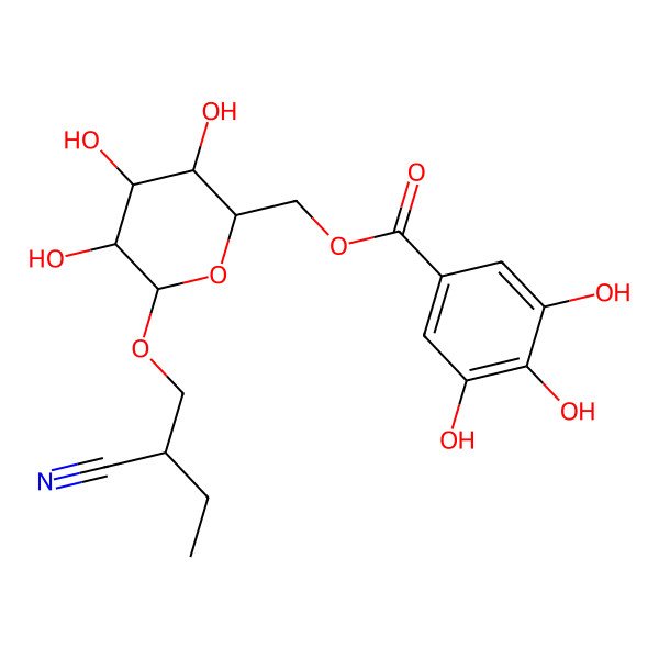 2D Structure of [(2R,3S,4S,5R,6R)-6-(2-cyanobutoxy)-3,4,5-trihydroxyoxan-2-yl]methyl 3,4,5-trihydroxybenzoate