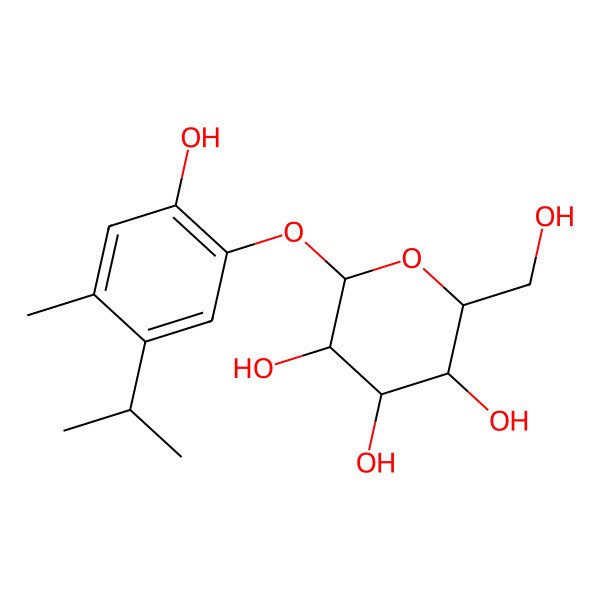 2D Structure of (2R,3S,4S,5R,6S)-2-(hydroxymethyl)-6-(2-hydroxy-4-methyl-5-propan-2-ylphenoxy)oxane-3,4,5-triol