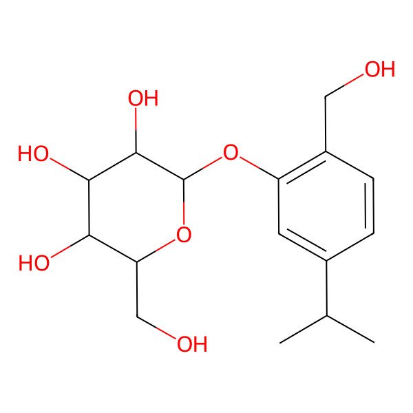 2D Structure of (2R,3S,4S,5R,6S)-2-(hydroxymethyl)-6-[2-(hydroxymethyl)-5-propan-2-ylphenoxy]oxane-3,4,5-triol