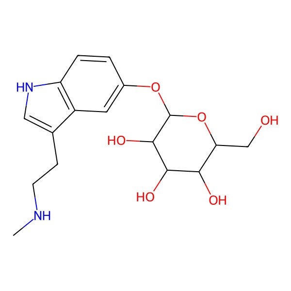 2D Structure of (2R,3S,4S,5R,6S)-2-(hydroxymethyl)-6-[[3-[2-(methylamino)ethyl]-1H-indol-5-yl]oxy]oxane-3,4,5-triol