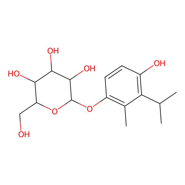 2D Structure of (2R,3S,4S,5R,6S)-2-(hydroxymethyl)-6-(4-hydroxy-2-methyl-3-propan-2-ylphenoxy)oxane-3,4,5-triol 2D Structure of (2R,3S,4S,5R,6S)-2-(hydroxymethyl)-6-(4-hydroxy-2-methyl-3-propan-2-ylphenoxy)oxane-3,4,5-triol