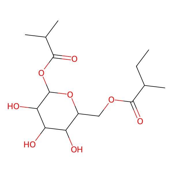 2D Structure of [(2R,3S,4S,5R,6S)-3,4,5-trihydroxy-6-(2-methylpropanoyloxy)oxan-2-yl]methyl (2R)-2-methylbutanoate