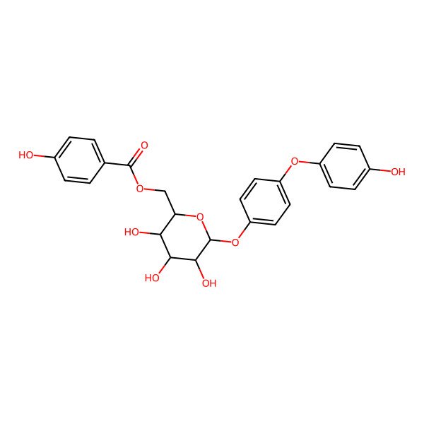 2D Structure of [(2R,3S,4S,5R,6S)-3,4,5-trihydroxy-6-[4-(4-hydroxyphenoxy)phenoxy]oxan-2-yl]methyl 4-hydroxybenzoate