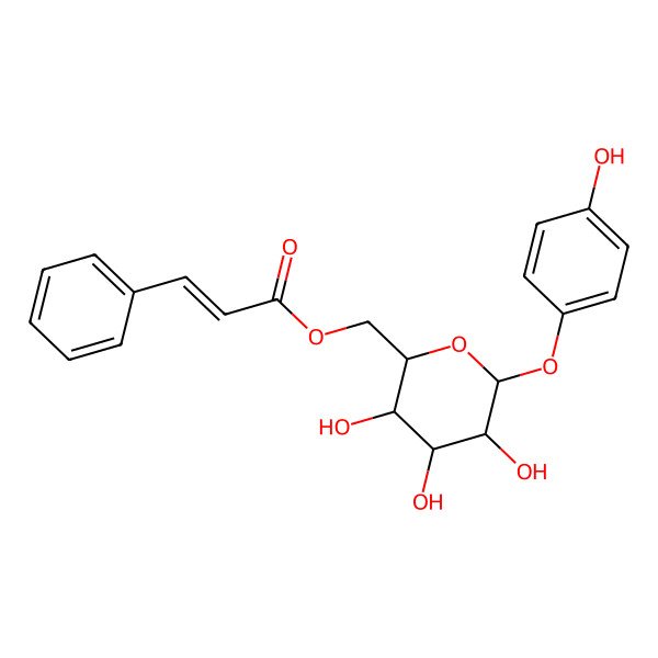 2D Structure of [(2R,3S,4S,5R,6S)-3,4,5-trihydroxy-6-(4-hydroxyphenoxy)oxan-2-yl]methyl 3-phenylprop-2-enoate