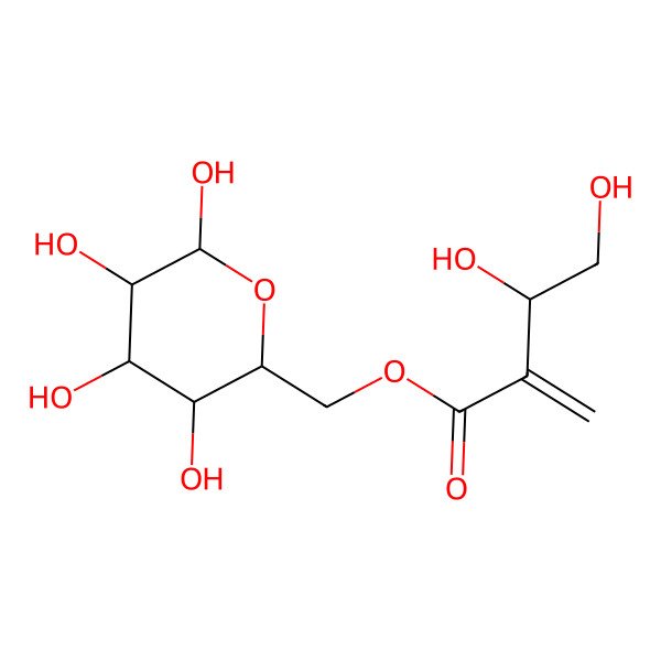 2D Structure of [(2R,3S,4S,5R,6S)-3,4,5,6-tetrahydroxyoxan-2-yl]methyl (3S)-3,4-dihydroxy-2-methylidenebutanoate