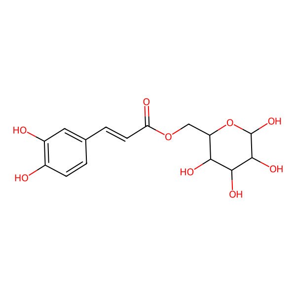 2D Structure of [(2R,3S,4S,5R,6S)-3,4,5,6-tetrahydroxyoxan-2-yl]methyl (E)-3-(3,4-dihydroxyphenyl)prop-2-enoate