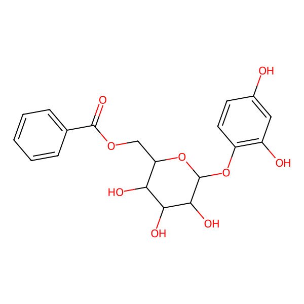 2D Structure of [(2R,3S,4S,5R,6S)-6-(2,4-dihydroxyphenoxy)-3,4,5-trihydroxyoxan-2-yl]methyl benzoate