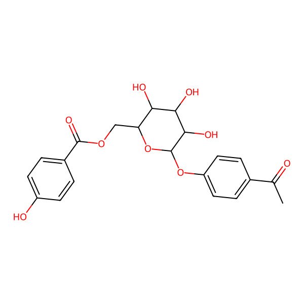 2D Structure of [(2R,3S,4S,5R,6S)-6-(4-acetylphenoxy)-3,4,5-trihydroxyoxan-2-yl]methyl 4-hydroxybenzoate
