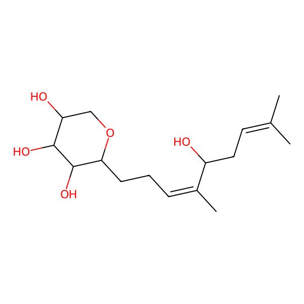 2D Structure of (2R,3S,4S,5S)-2-[(3E,5S)-5-hydroxy-4,8-dimethylnona-3,7-dienyl]oxane-3,4,5-triol