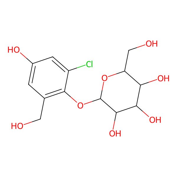2D Structure of (2R,3S,4S,5S,6R)-2-[2-chloro-4-hydroxy-6-(hydroxymethyl)phenoxy]-6-(hydroxymethyl)oxane-3,4,5-triol