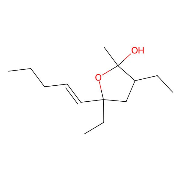 2D Structure of (2R,3S,5S)-3,5-diethyl-2-methyl-5-[(E)-pent-1-enyl]oxolan-2-ol