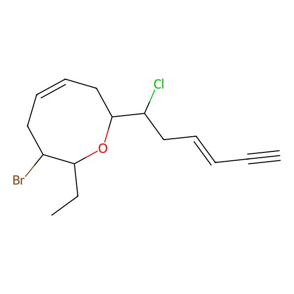 2D Structure of (2R,3S,5Z,8R)-3-bromo-8-[(Z,1R)-1-chlorohex-3-en-5-ynyl]-2-ethyl-3,4,7,8-tetrahydro-2H-oxocine