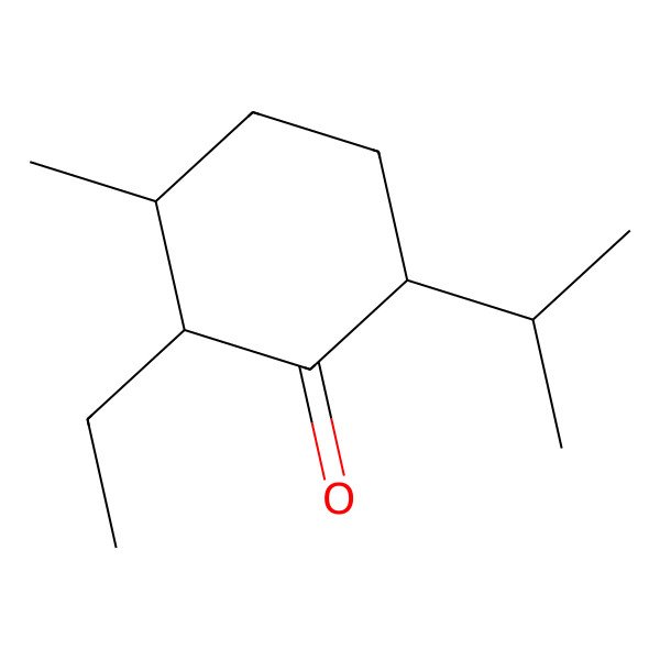 2D Structure of (2R,3S,6S)-2-ethyl-3-methyl-6-propan-2-ylcyclohexan-1-one 2D Structure of (2R,3S,6S)-2-ethyl-3-methyl-6-propan-2-ylcyclohexan-1-one