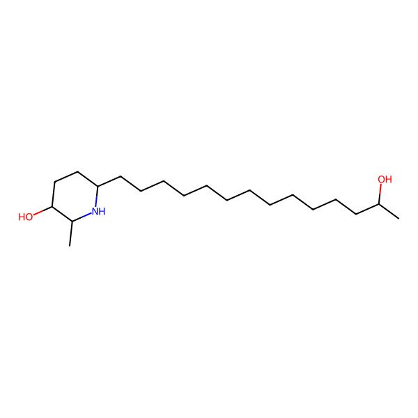 2D Structure of (2R,3S,6S)-6-(13-hydroxytetradecyl)-2-methylpiperidin-3-ol 2D Structure of (2R,3S,6S)-6-(13-hydroxytetradecyl)-2-methylpiperidin-3-ol