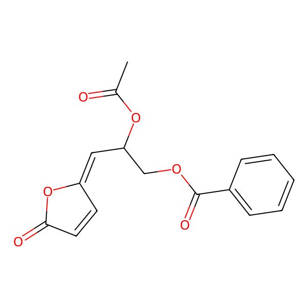 2D Structure of [(2R,3Z)-2-acetyloxy-3-(5-oxofuran-2-ylidene)propyl] benzoate