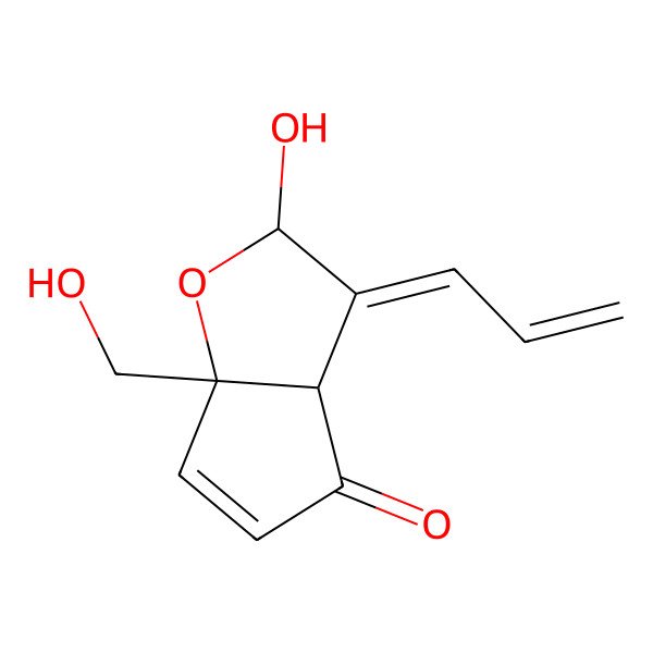 2D Structure of (2R,3Z,3aR,6aR)-2-hydroxy-6a-(hydroxymethyl)-3-prop-2-enylidene-3aH-cyclopenta[b]furan-4-one