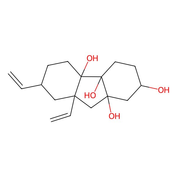 2D Structure of (2R,4aS,4bR,7S,8aS,9aS)-7,8a-bis(ethenyl)-2,3,4,5,6,7,8,9-octahydro-1H-fluorene-2,4a,4b,9a-tetrol