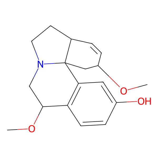 2D Structure of (2R,4aS,9S,13bS)-2,9-dimethoxy-2,4a,5,6,8,9-hexahydro-1H-indolo[7a,1-a]isoquinolin-12-ol