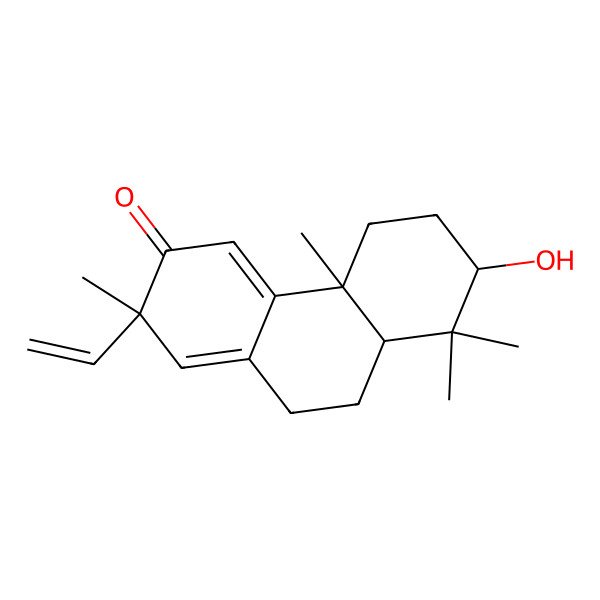 2D Structure of (2R,4bR,7R,8aS)-2-ethenyl-7-hydroxy-2,4b,8,8-tetramethyl-5,6,7,8a,9,10-hexahydrophenanthren-3-one