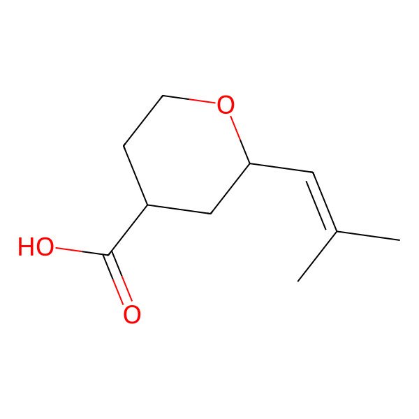 2D Structure of (2r,4r)-2-(2-Methylprop-1-en-1-yl)tetrahydro-2h-pyran-4-carboxylic acid