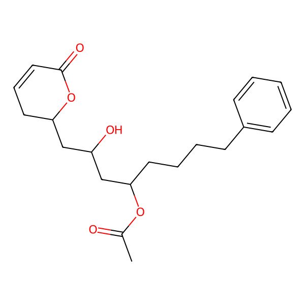 2D Structure of [(2R,4R)-2-hydroxy-1-[(2S)-6-oxo-2,3-dihydropyran-2-yl]-8-phenyloctan-4-yl] acetate