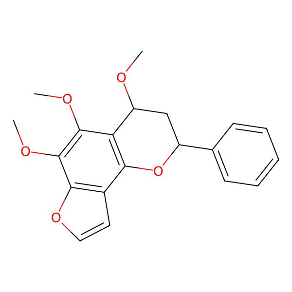2D Structure of (2R,4R)-4,5,6-trimethoxy-2-phenyl-3,4-dihydro-2H-furo[2,3-h]chromene