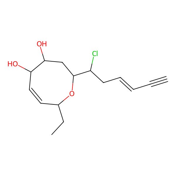 2D Structure of (2R,4R,5R,6Z,8R)-2-[(Z)-1-chlorohex-3-en-5-ynyl]-8-ethyl-3,4,5,8-tetrahydro-2H-oxocine-4,5-diol