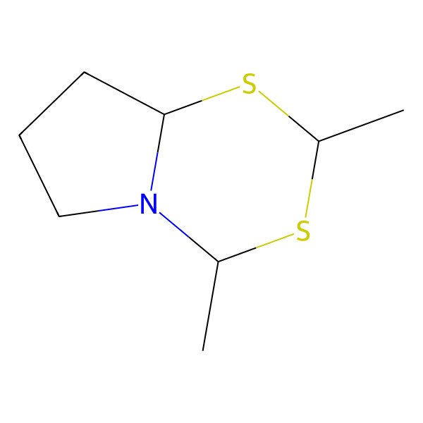 2D Structure of (2R,4R,8aS)-2,4-dimethyl-6,7,8,8a-tetrahydro-4H-pyrrolo[2,1-d][1,3,5]dithiazine
