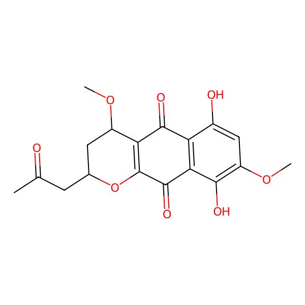 2D Structure of (2R,4S)-6,9-dihydroxy-4,8-dimethoxy-2-(2-oxopropyl)-3,4-dihydro-2H-benzo[g]chromene-5,10-dione