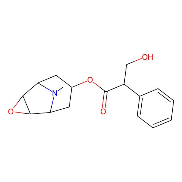 2D Structure of [(2R,4S)-9-methyl-3-oxa-9-azatricyclo[3.3.1.02,4]nonan-7-yl] (2R)-3-hydroxy-2-phenylpropanoate