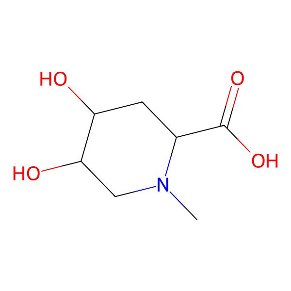 2D Structure of (2R,4S,5S)-4,5-dihydroxy-1-methylpiperidine-2-carboxylic acid 2D Structure of (2R,4S,5S)-4,5-dihydroxy-1-methylpiperidine-2-carboxylic acid