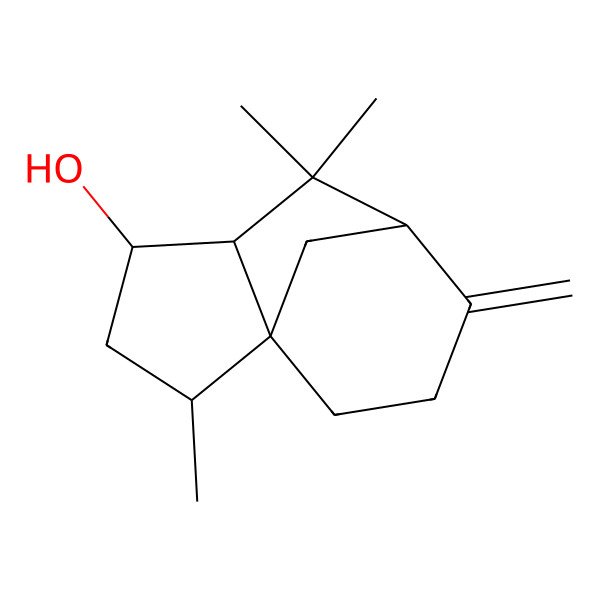 2D Structure of (2R,4S,7R)-2,6,6-trimethyl-8-methylidenetricyclo[5.3.1.01,5]undecan-4-ol