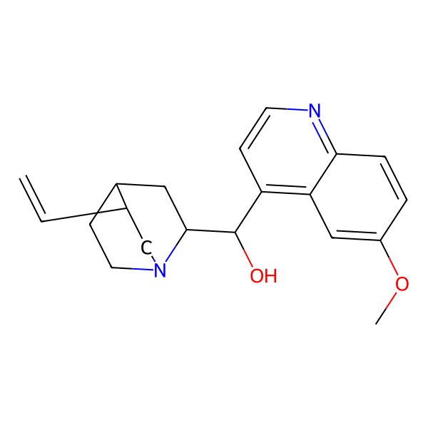 2D Structure of [(2R,5R)-5-ethenyl-1-azabicyclo[2.2.2]octan-2-yl]-(6-methoxy-4-quinolinyl)methanol