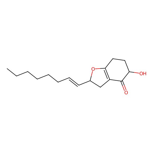 2D Structure of (2R,5S)-2,3,4,5,6,7-Hexahydro-5-hydroxy-2-(1-octenyl)benzofuran-4-one