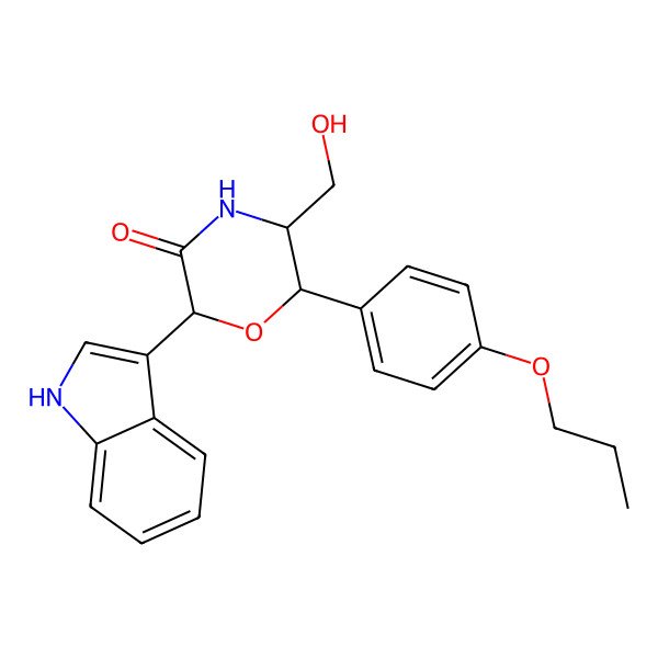 2D Structure of (2R,5S,6S)-5-(hydroxymethyl)-2-(1H-indol-3-yl)-6-(4-propoxyphenyl)morpholin-3-one