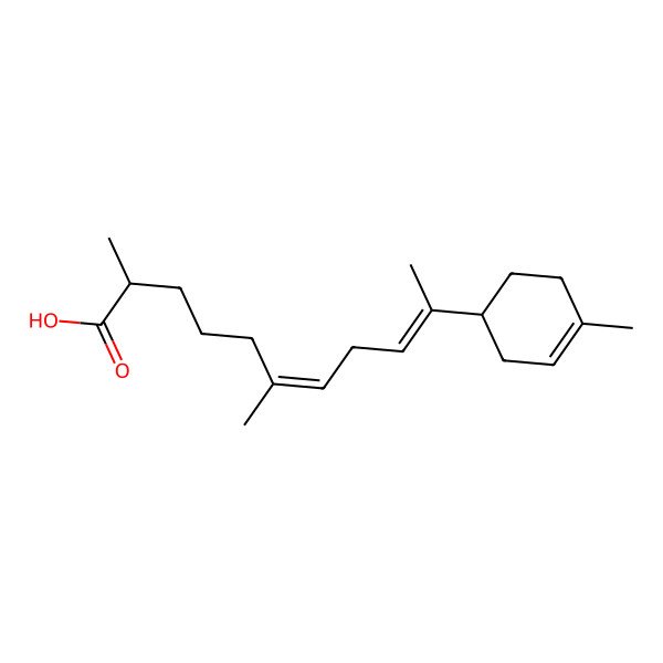 2D Structure of (2R,6E,9E)-2,6-dimethyl-10-[(1S)-4-methylcyclohex-3-en-1-yl]undeca-6,9-dienoic acid