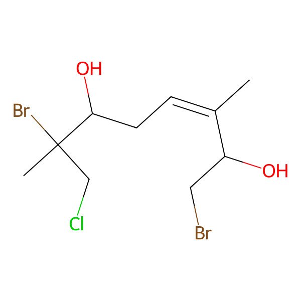 2D Structure of (2R,6R,7S)-1,7-dibromo-8-chloro-3,7-dimethyloct-3-ene-2,6-diol