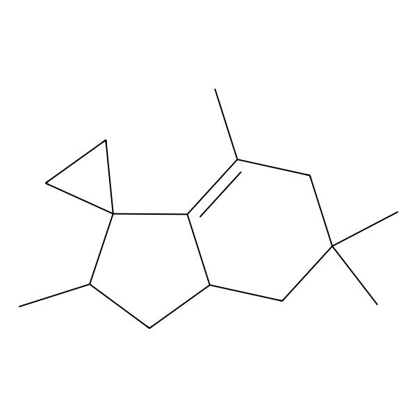 2D Structure of (2R,7aR)-2,4,6,6-tetramethylspiro[2,5,7,7a-tetrahydro-1H-indene-3,1'-cyclopropane]