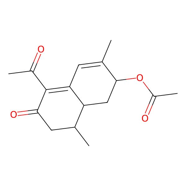 2D Structure of [(2R,8S,8aR)-5-acetyl-3,8-dimethyl-6-oxo-2,7,8,8a-tetrahydro-1H-naphthalen-2-yl] acetate