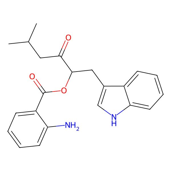 2D Structure of [(2S)-1-(1H-indol-3-yl)-5-methyl-3-oxohexan-2-yl] 2-aminobenzoate