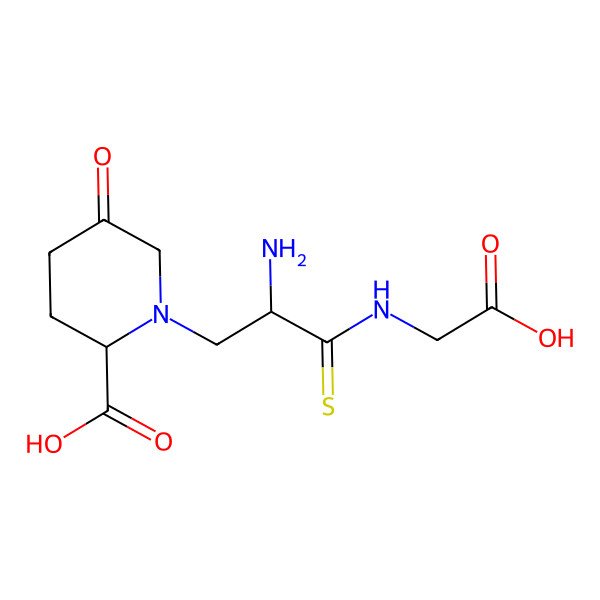 2D Structure of (2S)-1-[2-amino-3-(carboxymethylamino)-3-sulfanylidenepropyl]-5-oxopiperidine-2-carboxylic acid