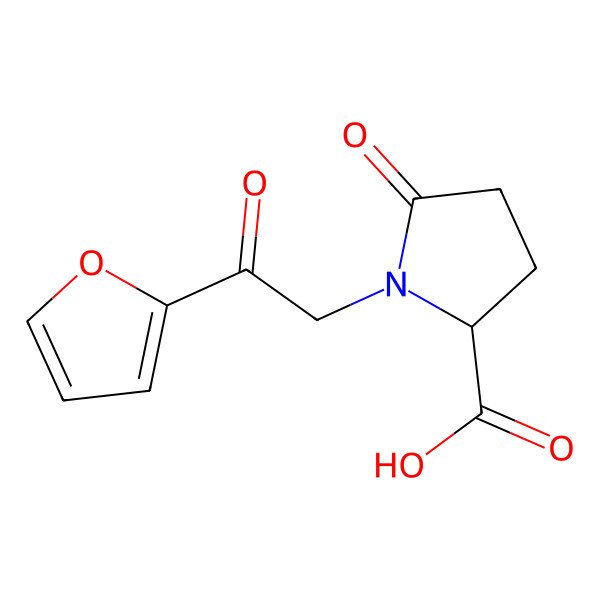 2D Structure of (2S)-1-(2-(furan-2-yl)-2-oxoethyl)-5-oxopyrrolidine-2-carboxylic acid