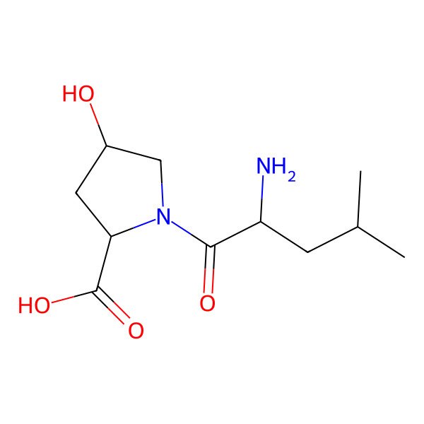 2D Structure of (2S)-1-[(2S)-2-amino-4-methylpentanoyl]-4-hydroxypyrrolidine-2-carboxylic acid